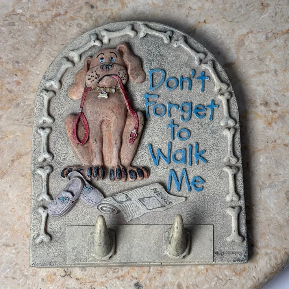 Spoontiques Dont Forget to Walk Me Dog Leash‎ Key Holder Wall Hook Resin 5.75in